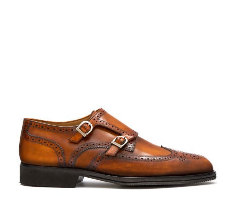 DOPPIA FIBBIA SIENA PELLE MARRONE WOOD PAKERSON