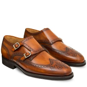 DOPPIA FIBBIA SIENA PELLE MARRONE WOOD PAKERSON