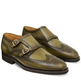 DOPPIA FIBBIA SIENA PELLE VERDE OLIVA PAKERSON