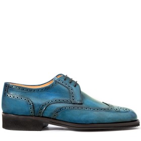 PAKERSON MEN'S PISA DERBY SHOES IN BAY BLUE LEATHER