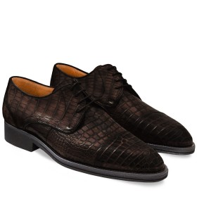 FIRENZE DERBY SHOE IN COFFEE BROWN ALLIGATOR