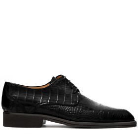 FIRENZE DERBY SHOE IN BLACK ALLIGATOR