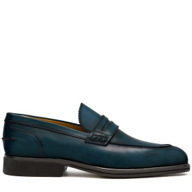 LUCCA PENNY LOAFERS IN ISLAND BLUE LEATHER