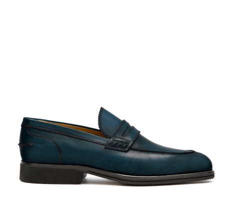 MOCASSINO LUCCA PELLE BLU ISLAND