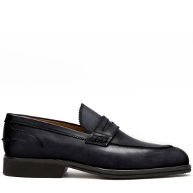 PAKERSON LUCCA PENNY LOAFERS IN STONE GREY LEATHER