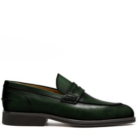 PAKERSON LUCCA PENNY LOAFER IN TURTLE GREEN LEATHER