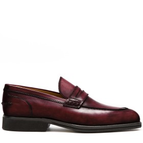 PAKERSON LUCCA PENNY LOAFERS IN WINE BURGUNDY LEATHER