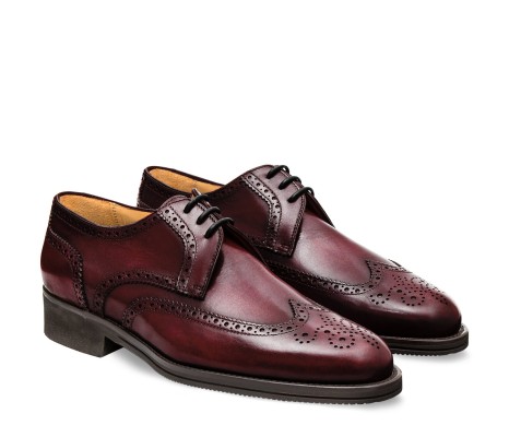 MEN'S PISA DERBY SHOES IN WINE BURGUNDY LEATHER
