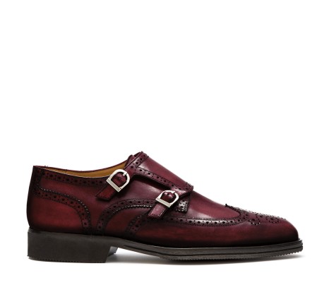 DOPPIA FIBBIA SIENA PELLE BORDEAUX VINO