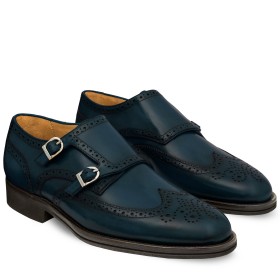 SIENA DOUBLE MONK SHOE IN ISLAND BLUE LEATHER