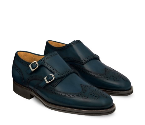DOPPIA FIBBIA SIENA PELLE BLU ISLAND