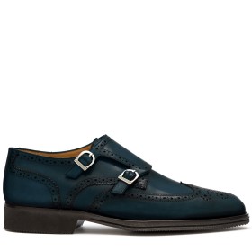 DOPPIA FIBBIA SIENA PELLE BLU ISLAND