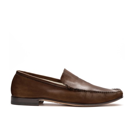 PAKERSON CERRETO MOCCASIN IN COCOA BROWN LEATHER