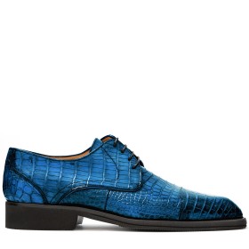PAKERSON FIRENZE DERBY SHOES IN BAY BLUE ALLIGATOR