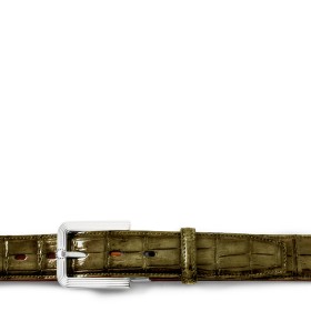 PAKERSON FIESOLE BUCKLE BELT IN OLIVE GREEN ALLIGATOR