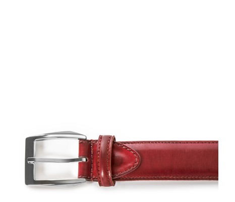 CINTURA CALCI IN PELLE ROSSO BORDEAUX