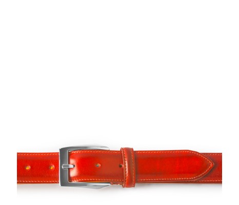 CALCI BUCKLE BELT IN RED LEATHER