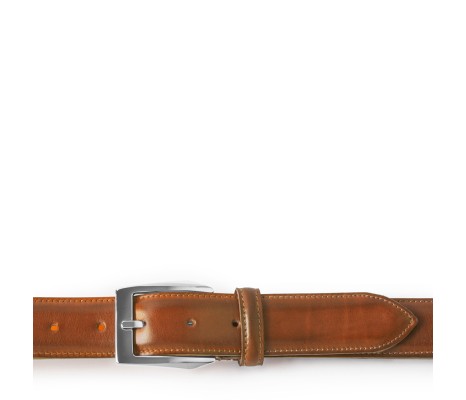 CINTURA CALCI IN PELLE MARRONE TAN