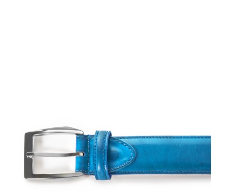 CALCI BUCKLE BELT IN SKY BLUE LEATHER
