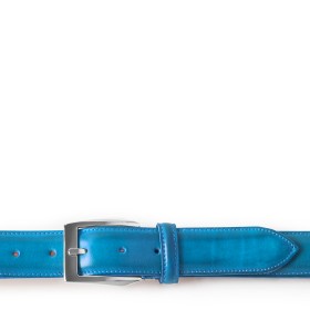 CINTURA CALCI IN PELLE AZZURRA