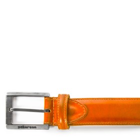 VOLTERRA BUCKLE BELT IN ORANGE LEATHER