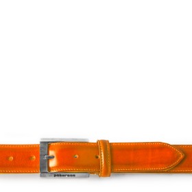 VOLTERRA BUCKLE BELT IN ORANGE LEATHER