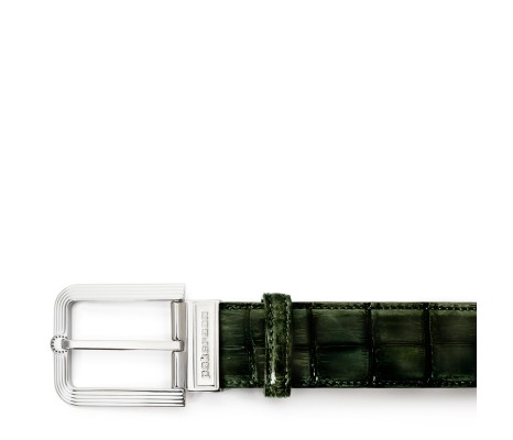 FIESOLE BUCKLE BELT IN TURTLE GREEN ALLIGATOR