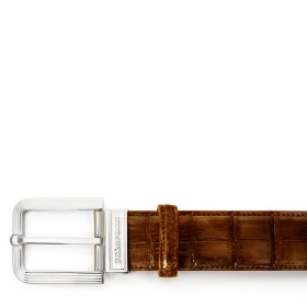 CINTURA FIESOLE IN PELLE DI ALLIGATORE MARRONE TIMBER
