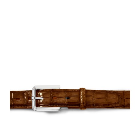 CINTURA FIESOLE IN PELLE DI ALLIGATORE MARRONE TIMBER