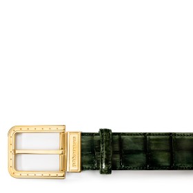CINTURA RIPA IN PELLE DI ALLIGATORE VERDE TARTARUGA