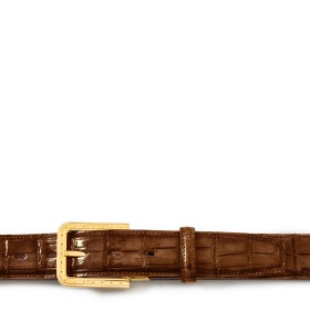 CINTURA RIPA IN PELLE DI ALLIGATORE MARRONE TIMBER