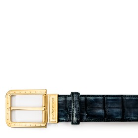 CINTURA RIPA IN PELLE DI ALLIGATORE BLU