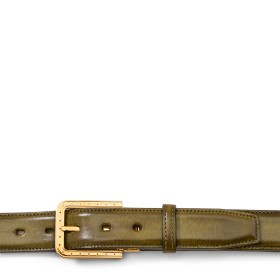 CINTURA RIPA IN PELLE VERDE OLIVA