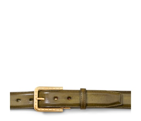 CINTURA RIPA IN PELLE VERDE OLIVA