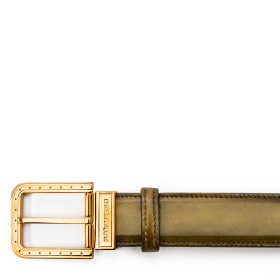 RIPA BUCKLE BELT IN OLIVE GREEN LEATHER