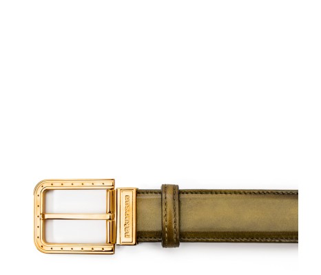 CINTURA RIPA IN PELLE VERDE OLIVA