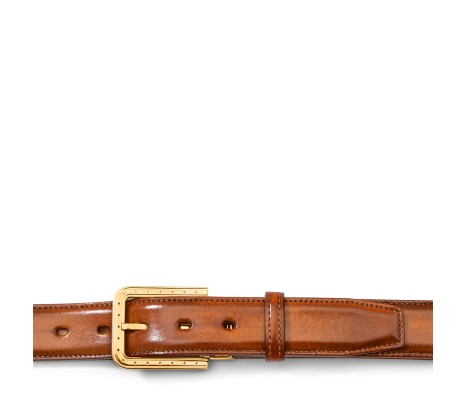 RIPA BUCKLE BELT IN WOOD BROWN LEATHER