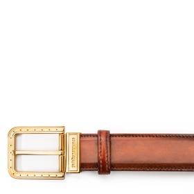 CINTURA RIPA IN PELLE MARRONE WOOD