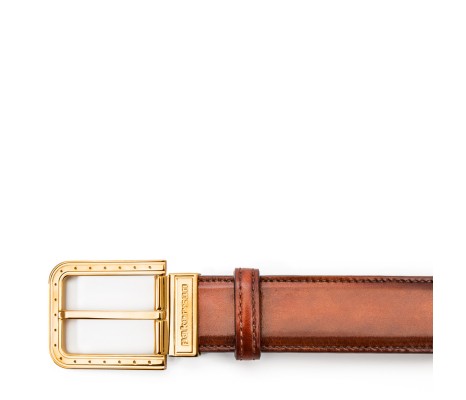 CINTURA RIPA IN PELLE MARRONE WOOD