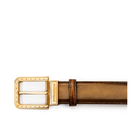 RIPA BUCKLE BELT IN TIMBER BROWN LEATHER