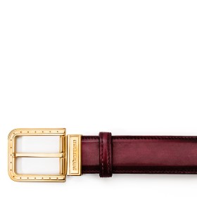 CINTURA FIBBIA RIPA IN PELLE BORDEAUX VINO