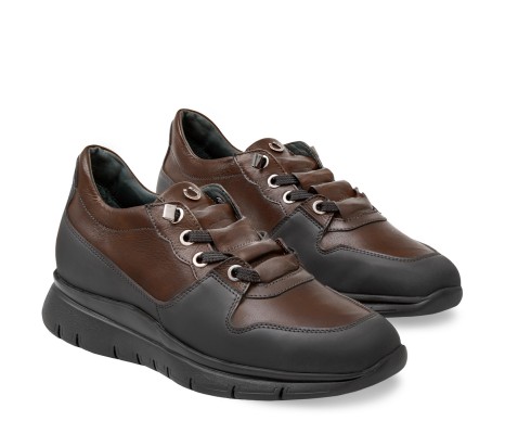 SNEAKER AMIATA DONNA IN PELLE MARRONE CIOCCOLATO PAKERSON
