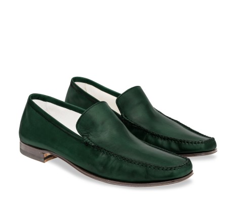 PAKERSON CERRETO MOCCASIN IN DEEP GREEN LEATHER