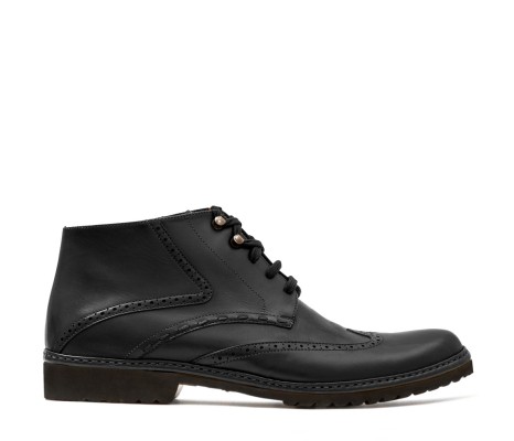PAKERSON CERTALDO LACED LOW BOOT IN BLACK LEATHER