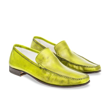 PAKERSON CERRETO MOCCASIN IN PISTACHIO GREEN LEATHER