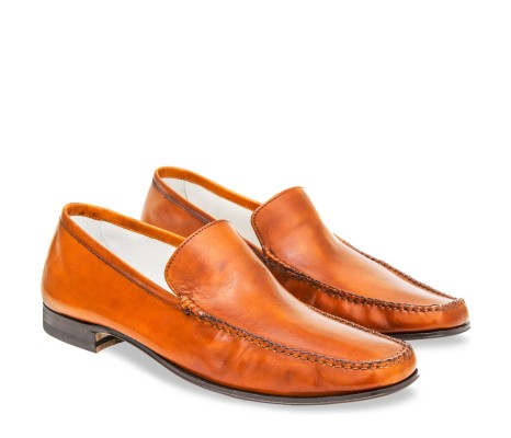 PAKERSON CERRETO MOCCASIN IN ORANGE LEATHER