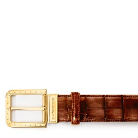 CINTURA RIPA IN PELLE DI ALLIGATORE MARRONE WOOD