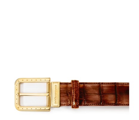 CINTURA RIPA IN PELLE DI ALLIGATORE MARRONE WOOD