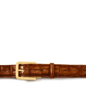 CINTURA RIPA IN PELLE DI ALLIGATORE MARRONE WOOD