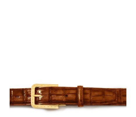 CINTURA RIPA IN PELLE DI ALLIGATORE MARRONE WOOD